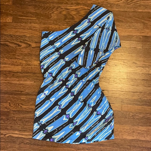 Tibi Blue Print One Shoulder Dress - Sz 0 - Picture 2 of 13